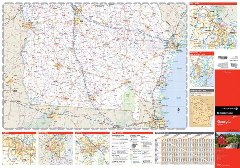 Georgia State Highway Folded Map by Rand McNally (Easy to Read) - South Map