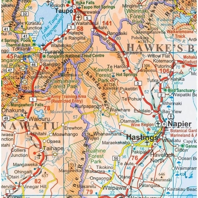 New Zealand Geographical Map by Gizi Maps - Map Detail
