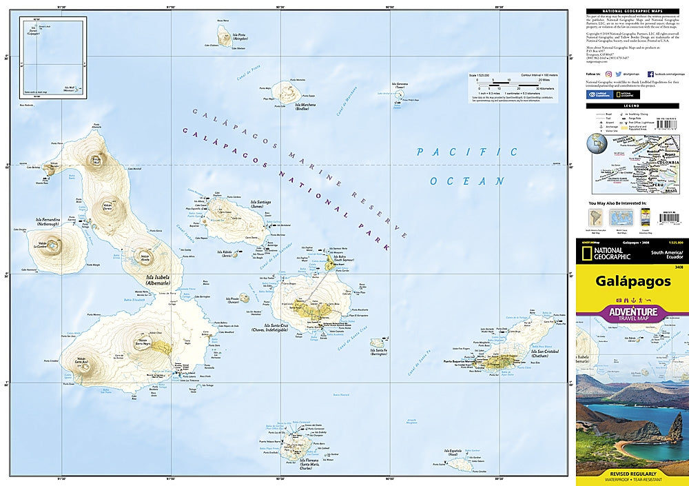 Galapagos Adventure Travel Map by National Geographic - Map Detail