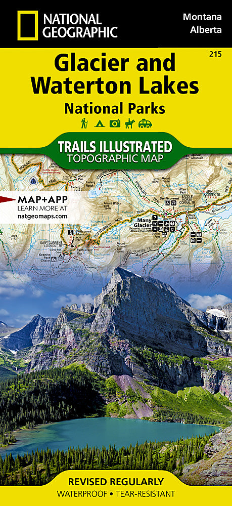Glacier & Waterton Lakes National Parks Trails Illustrated Topographic Map #215 - Cover