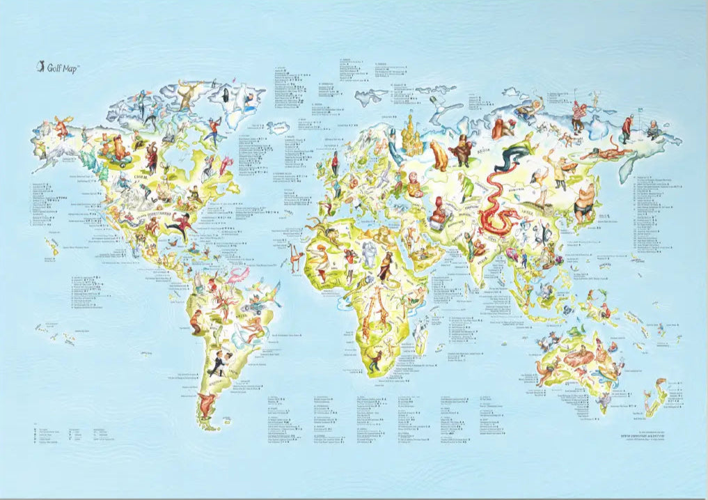 Golfing Themed World Wall Map by Awesome Maps