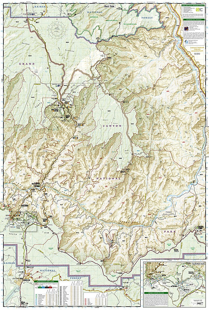 Grand Canyon North & South Rims Trails Illustrated Topographic Map #261 - Map Detail