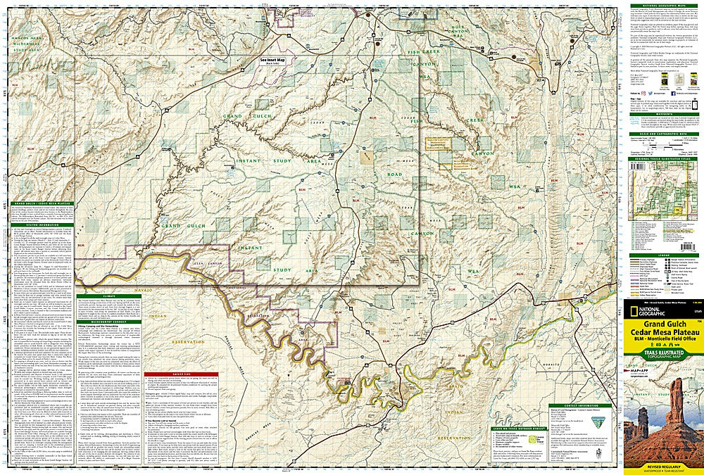 Grand Gulch Cedar Mesa Plateau Trails Illustrated Topographic Map #706 - Map Detail