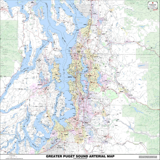Greater Puget Sound Arterial Wall Map by Kroll Map Company