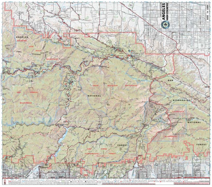 Angeles High Country Hiking Map by Tom Harrison - Map