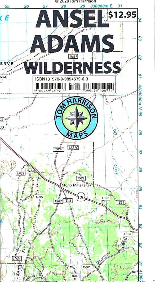 Ansel Adams Wilderness Hiking Map by Tom Harrison - Cover