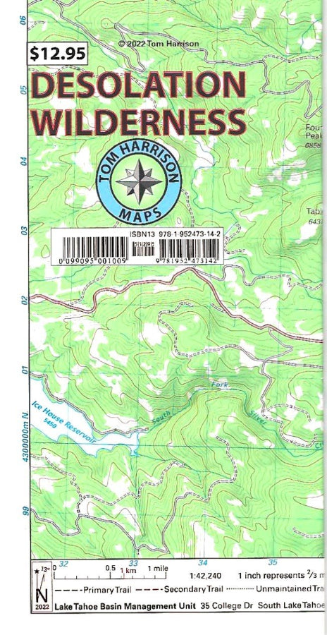 Desolation Wilderness Hiking Map by Tom Harrison - Cover