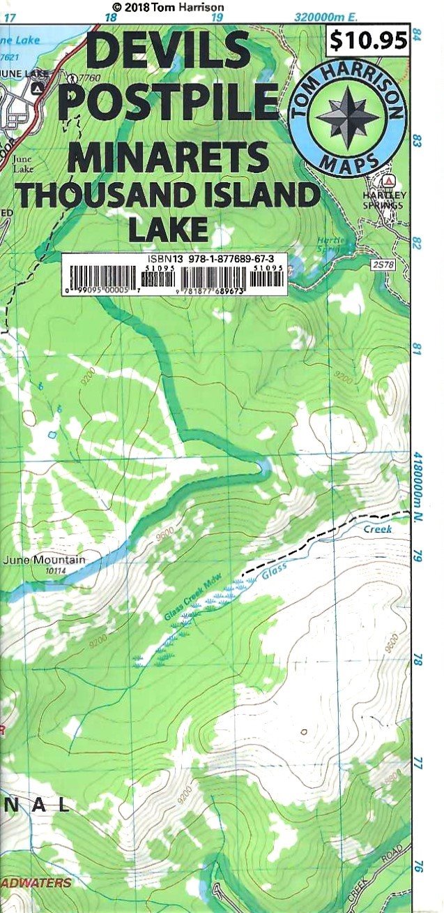 Devils Postpile (Thousand Island Lake) Hiking Map by Tom Harrison - Cover