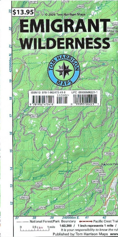 Emigrant Wilderness Hiking Map by Tom Harrison - Cover