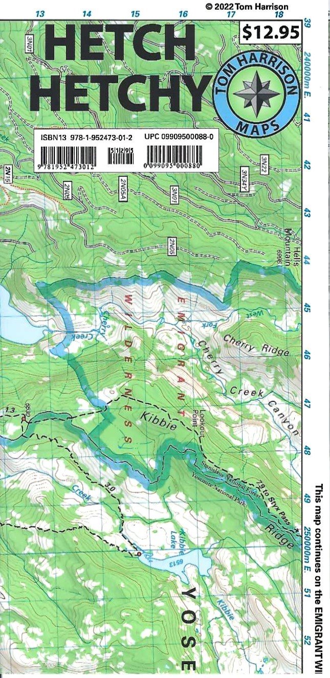 Hetch Hetchy Yosemite Hiking Map by Tom Harrison - Cover