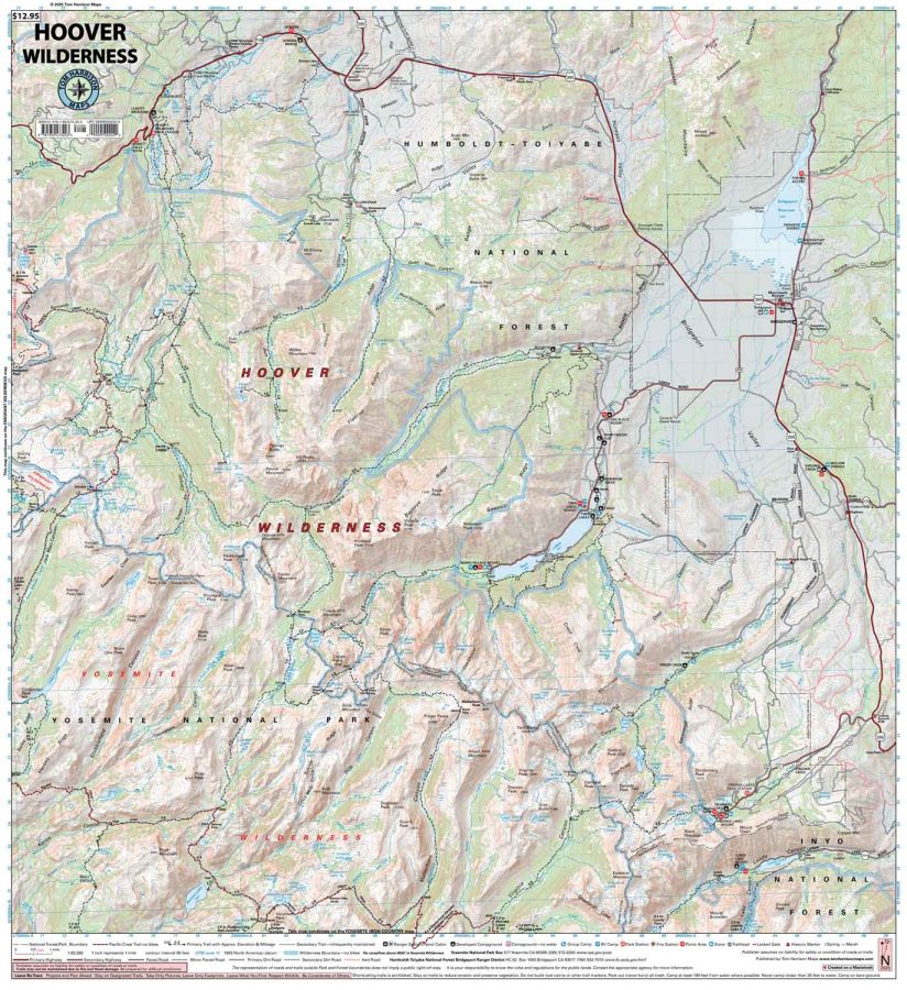 Hoover Wilderness Hiking Map by Tom Harrison - Map