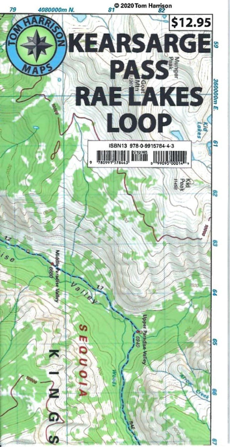 Kearsarge Pass - Rae Lakes Loop Hiking Map by Tom Harrison - Cover