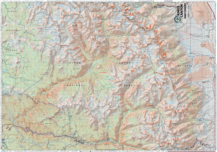 Kings Canyon High Country Hiking Map by Tom Harrison - Map