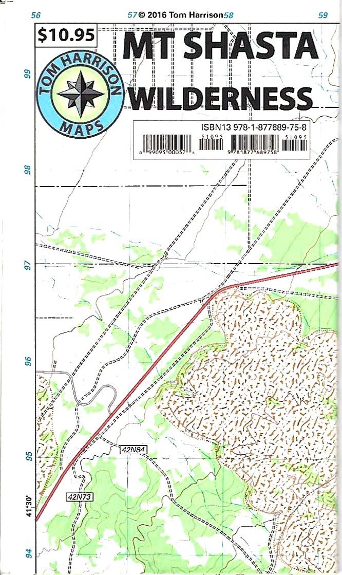 Mt. Shasta Wilderness Hiking Map by Tom Harrison - Cover