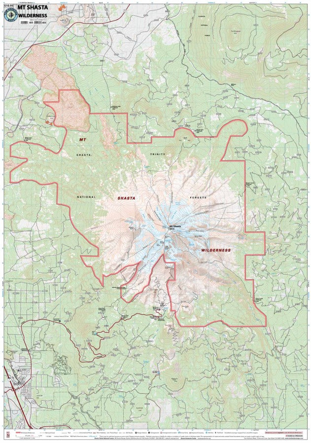Mt. Shasta Wilderness Hiking Map by Tom Harrison - Map