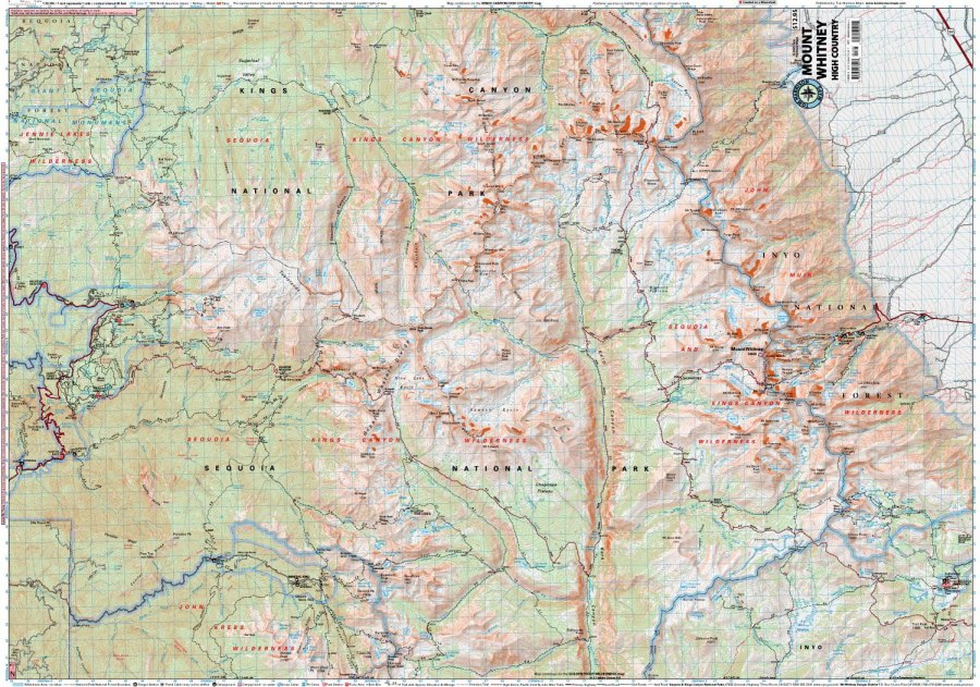 Mt. Whitney High Country Hiking Map by Tom Harrison - Map