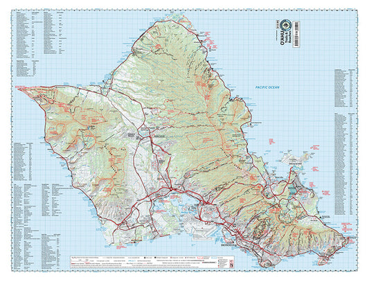 Oahu Trails & Beaches Topographic Map by Tom Harrison - Map
