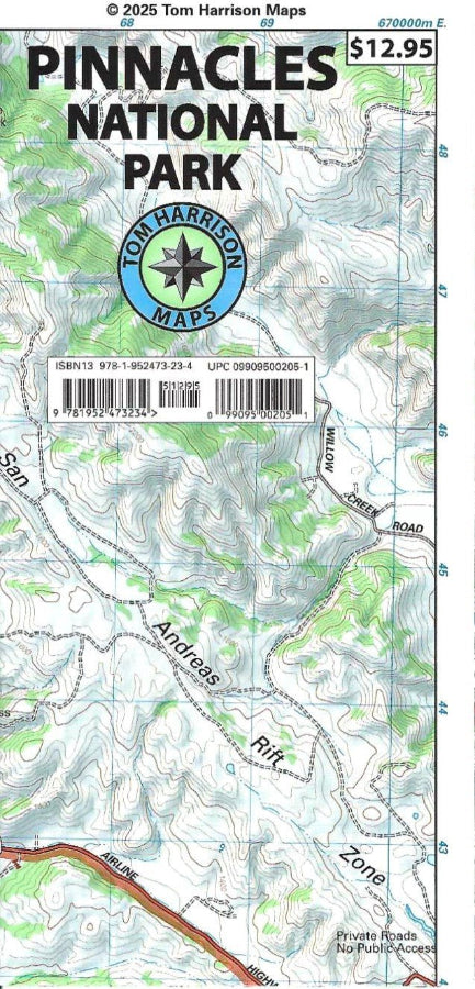 Pinnacles National Park Hiking Map by Tom Harrison - Cover