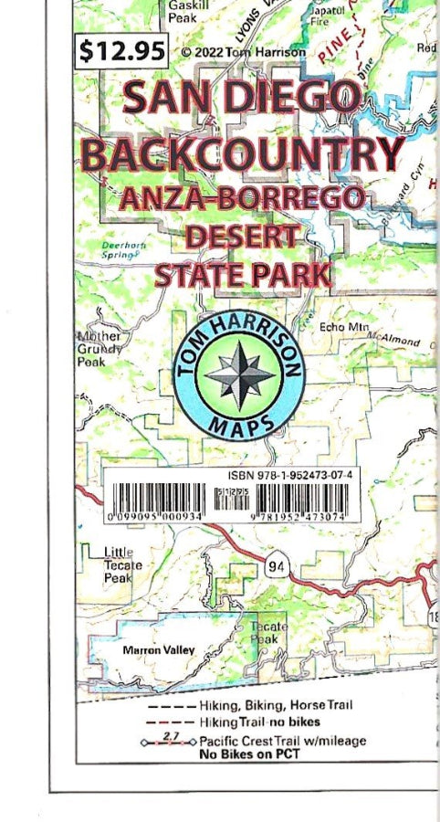 San Diego Backcountry Hiking Map by Tom Harrison - Cover