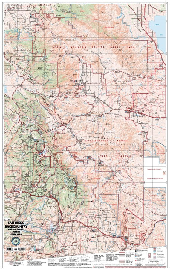 San Diego Backcountry Hiking Map by Tom Harrison - Map