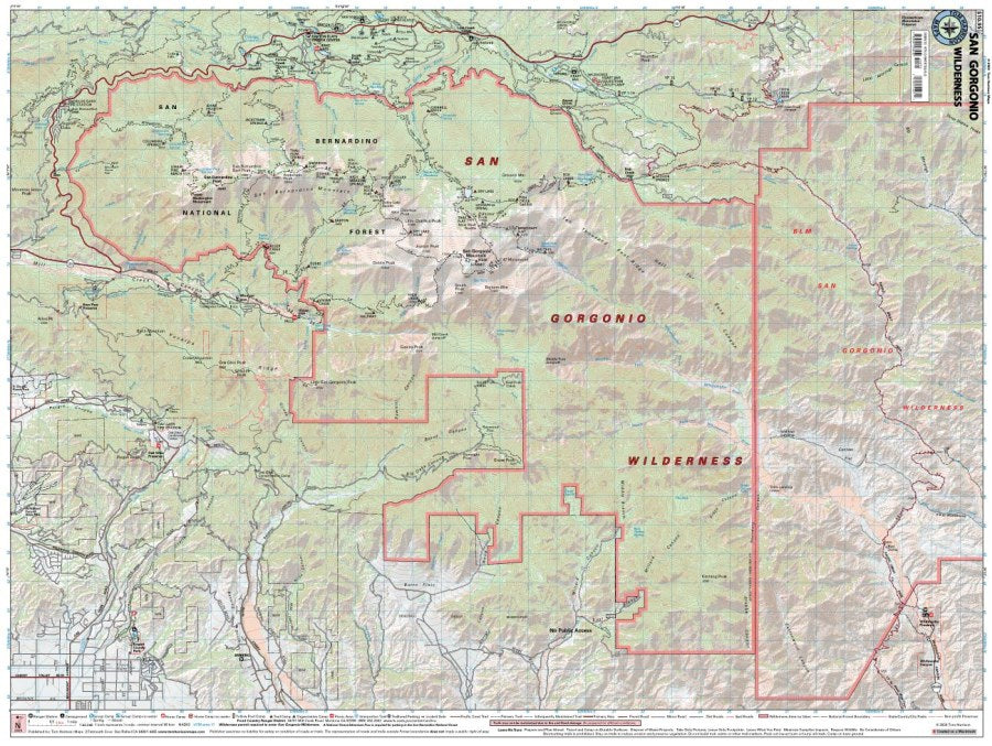 San Gorgonio Wilderness Hiking Map by Tom Harrison - Map