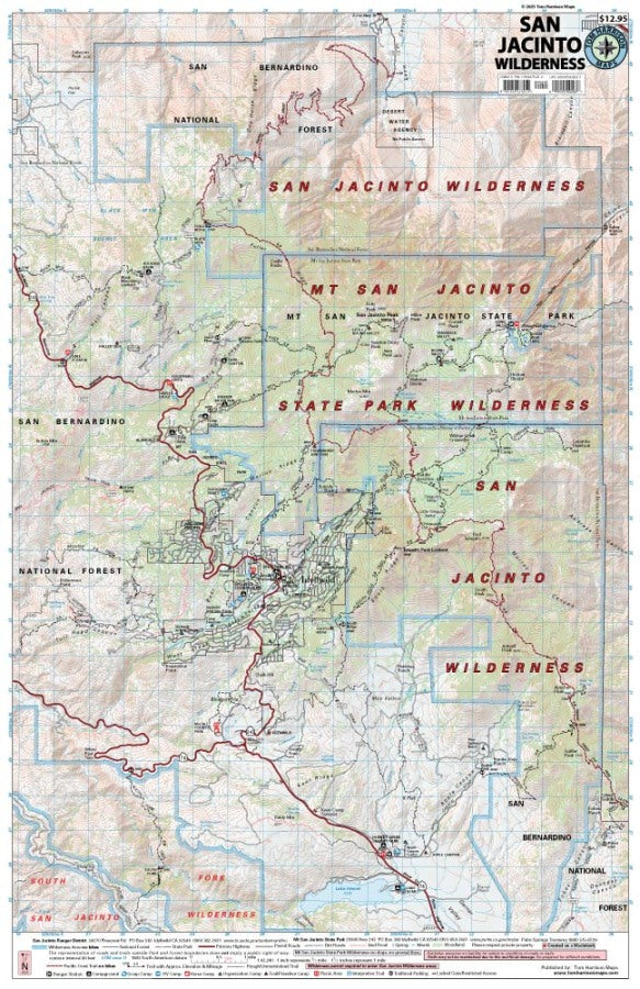 San Jacinto Wilderness Hiking Map by Tom Harrison - Map