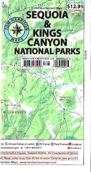 Sequoia & Kings Canyon National Parks Hiking Map by Tom Harrison - Cover