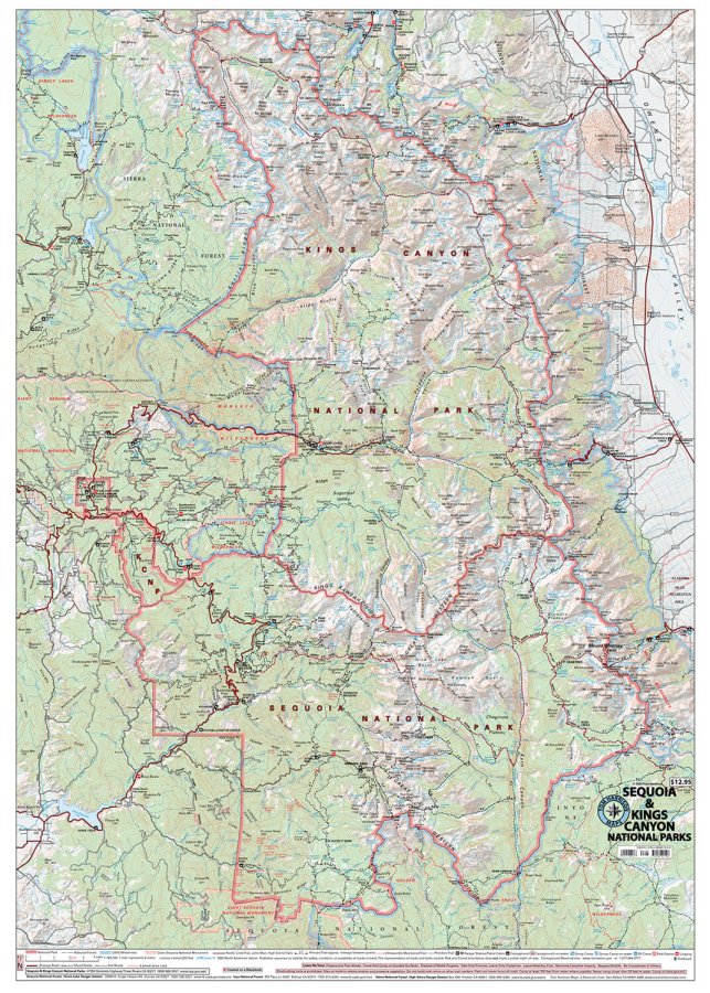 Sequoia & Kings Canyon National Parks Hiking Map by Tom Harrison - Map