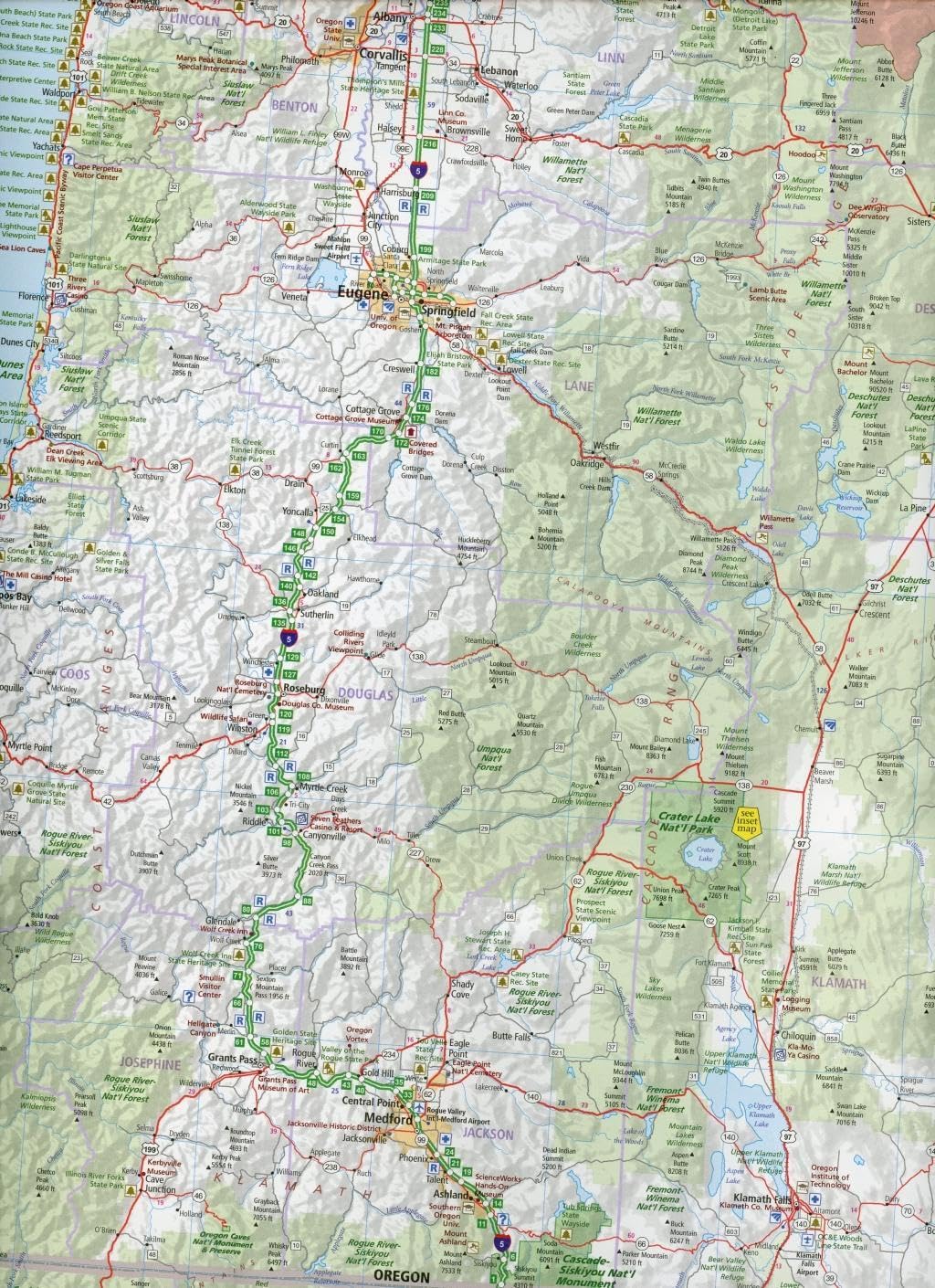 Pacific Northwest Road Map & Guide by Hallwag - Map Detail