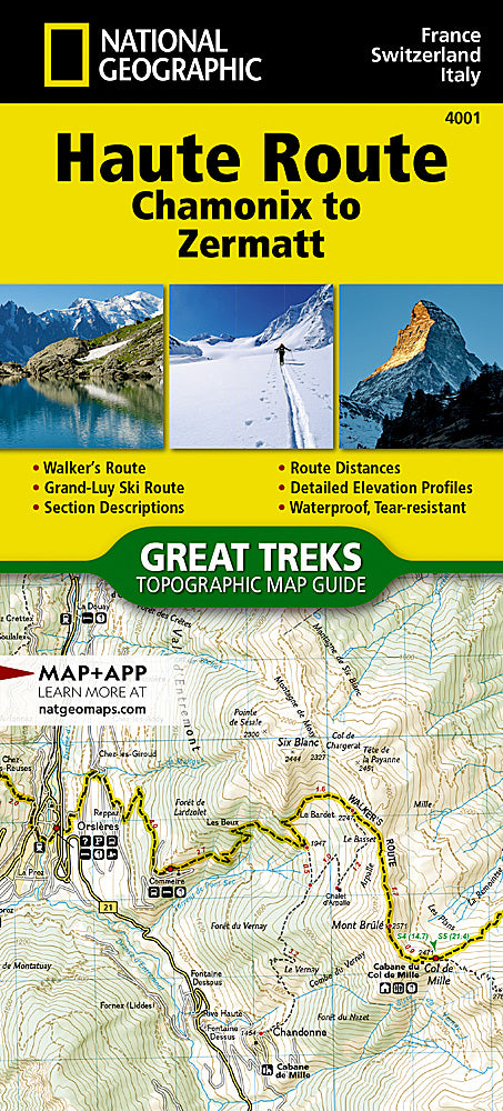 Haute Route Great Treks Topographic Map Guide by National Geographic ...