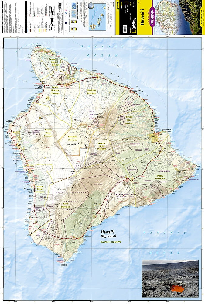 Hawaii Adventure Travel Map by National Geographic - Big Island Map