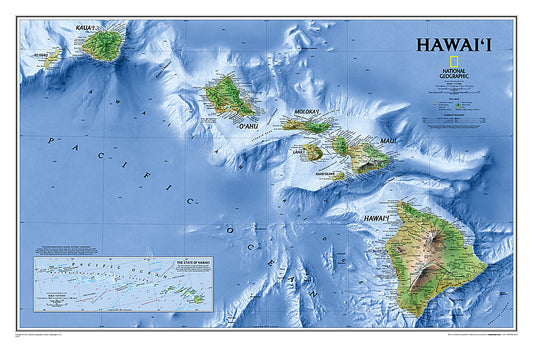 Hawai'i Wall Map by National Geographic