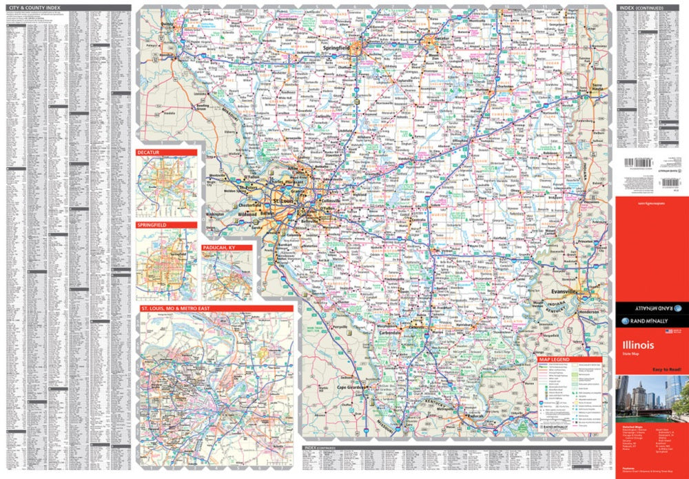 Illinois State Highway Folded Map by Rand McNally (Easy to Read) - South Map