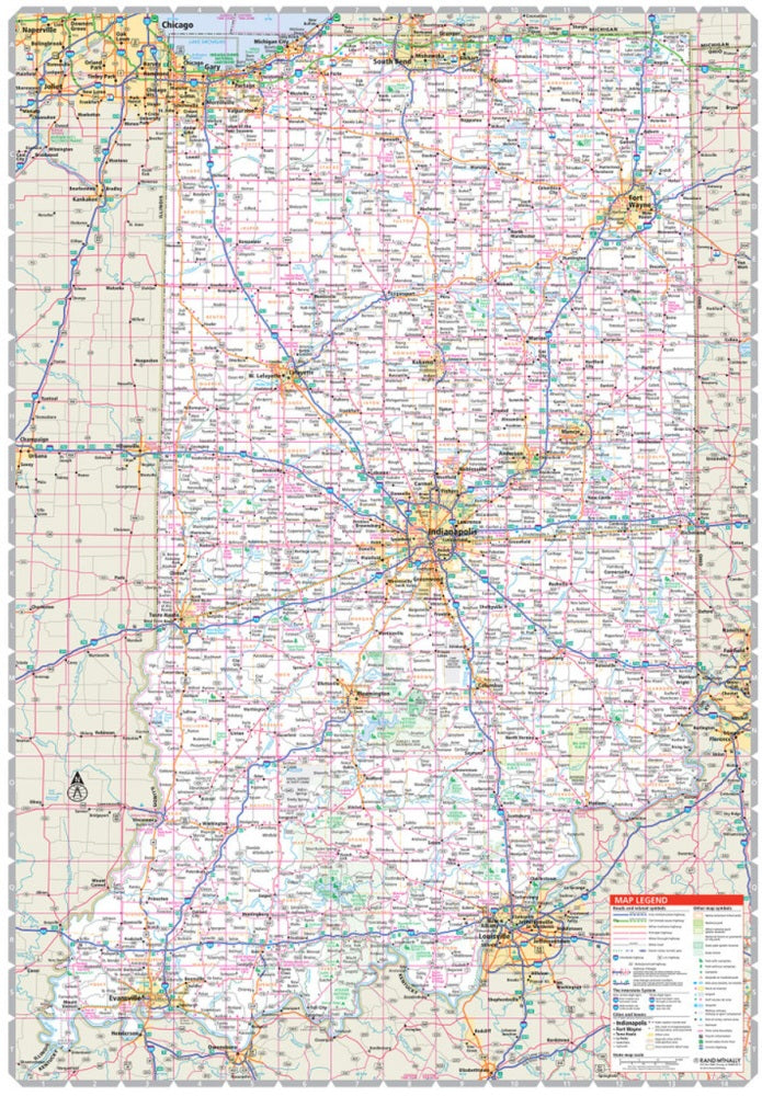 Indiana State Highway Folded Map by Rand McNally (Easy to Read) - Map