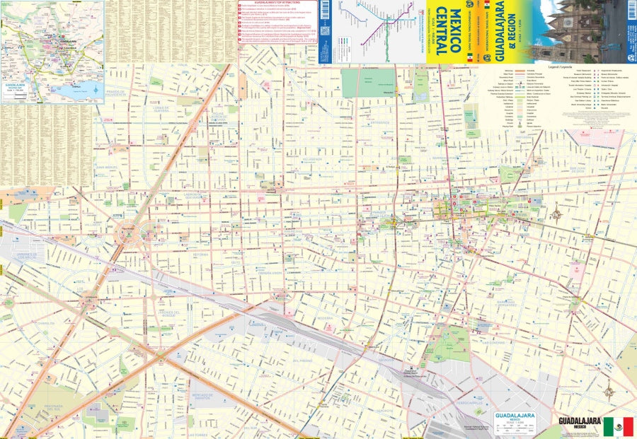 Guadalajara & Central Mexico Travel & Reference Map by ITMB - City Map