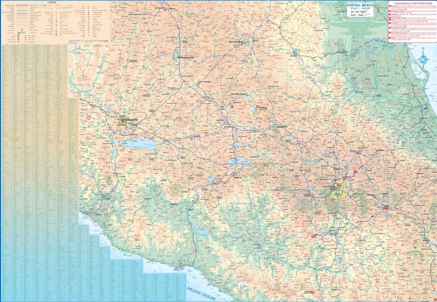 Guadalajara & Central Mexico Travel & Reference Map by ITMB - Regional Map