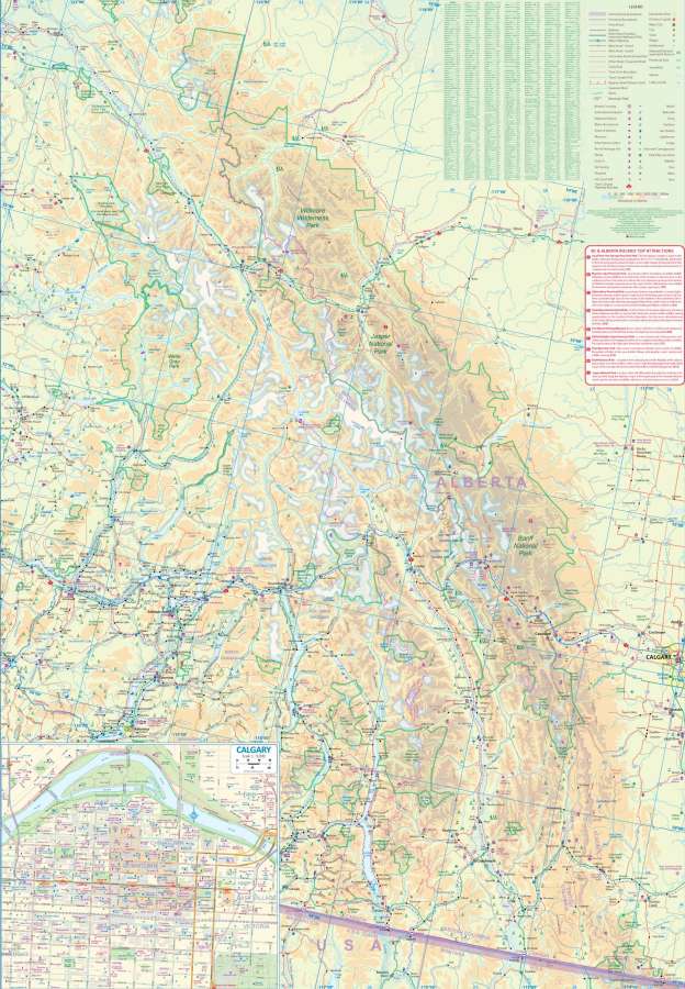 British Columbia & Alberta Rockies Travel & Reference Map by ITMB - East Map