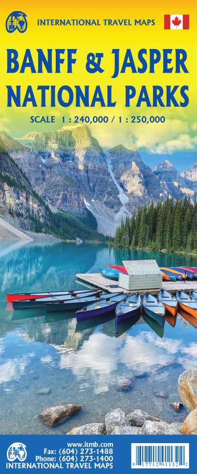 Banff and Jasper National Parks Travel & Reference Map by ITMB