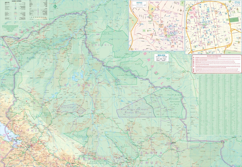 Bolivia Travel & Reference Map by ITMB - North Map