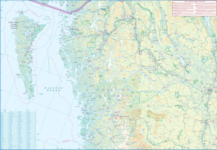 British Columbia Southwest Travel & Reference Map by ITMB - North Map (Haida Islands)
