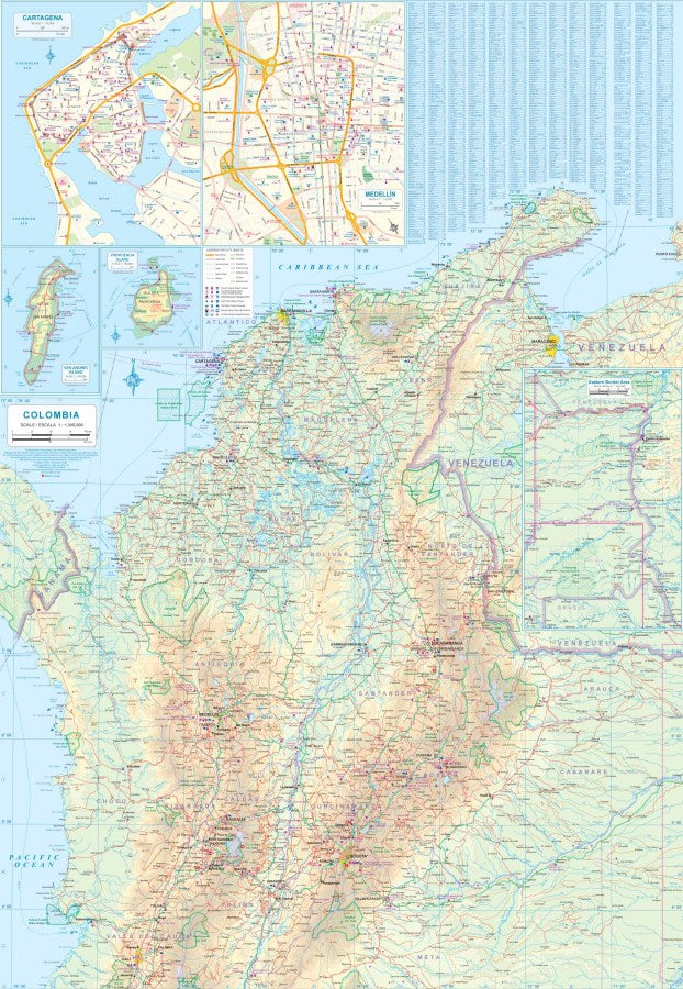 Colombia Travel & Reference Map by ITMB - North Area Map