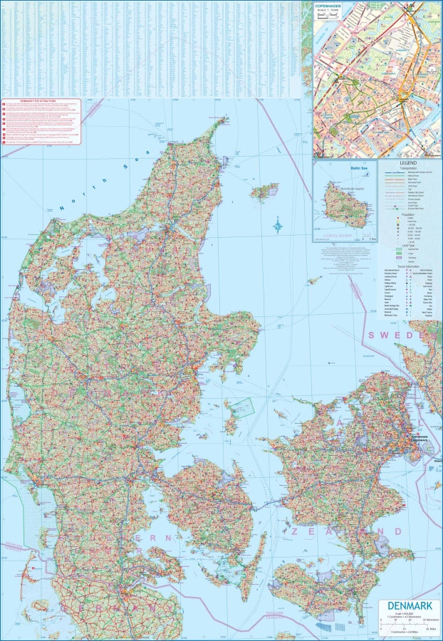 Denmark & Faroe Islands Travel & Reference Map by ITMB - Denmark Map