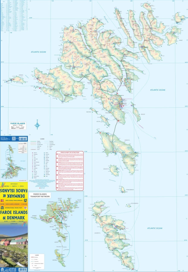 Denmark & Faroe Islands Travel & Reference Map by ITMB - Faroe Islands Map