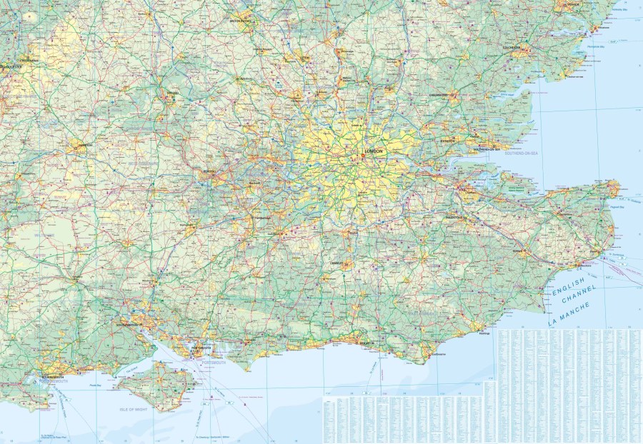 England (South) Travel & Reference Map by ITMB - SE Map Area