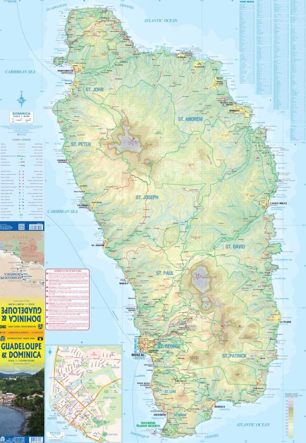 Guadeloupe & Dominica Travel & Reference Map by ITMB - Dominica Map