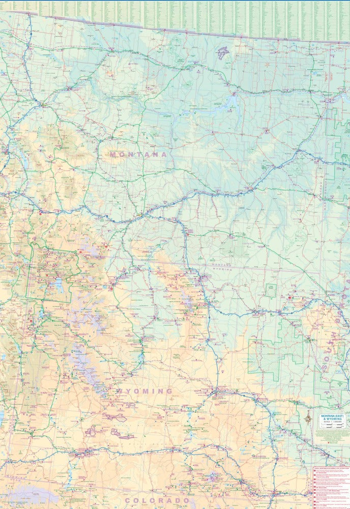 Idaho, Montana & Wyoming Travel & Reference Map by ITMB - Eastern Map