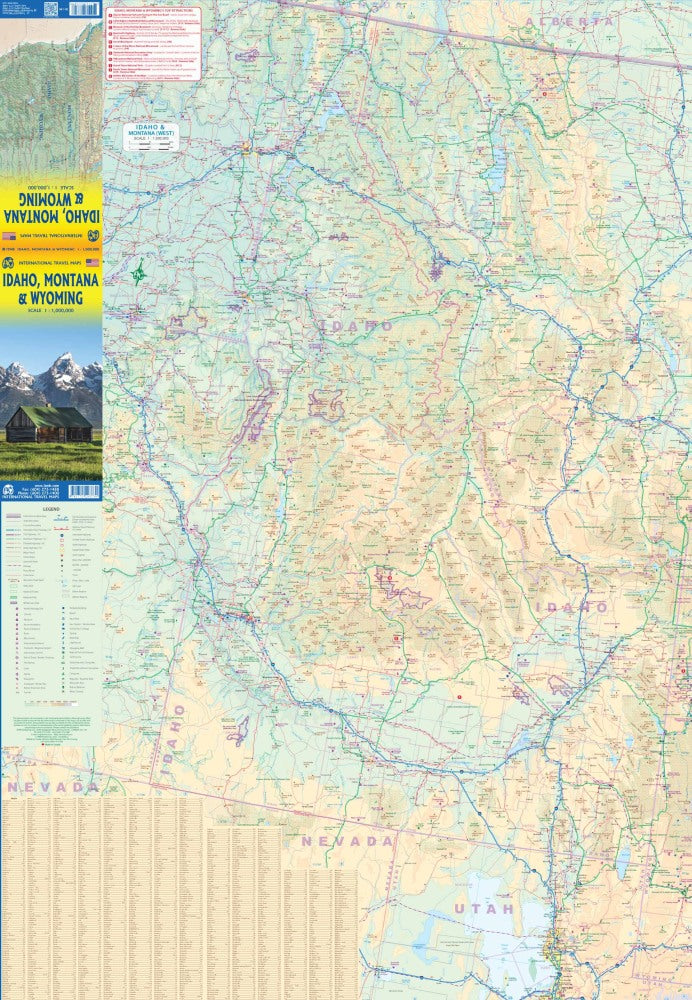 Idaho, Montana & Wyoming Travel & Reference Map by ITMB - Western Map