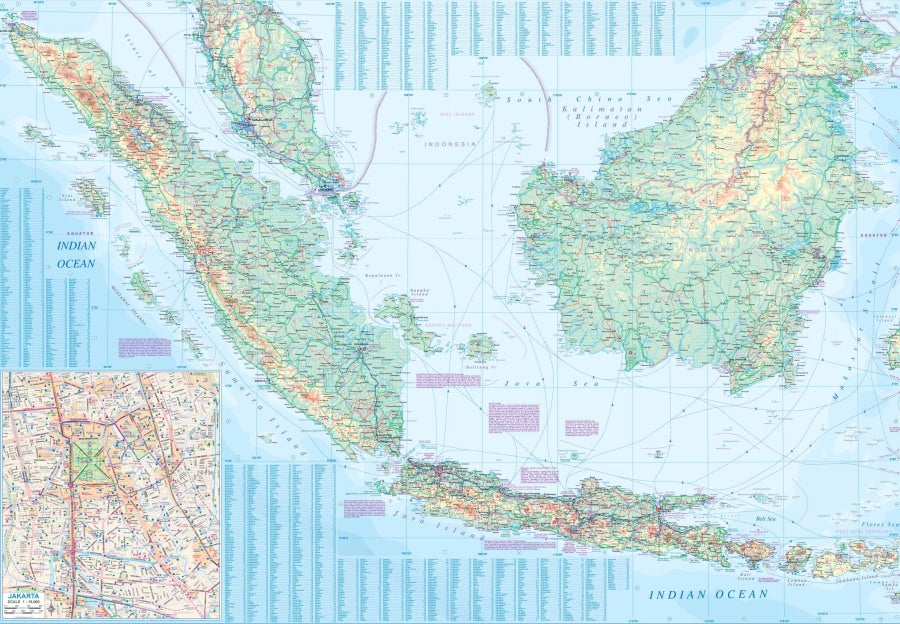 Indonesia Travel & Reference Map by ITMB - Western side