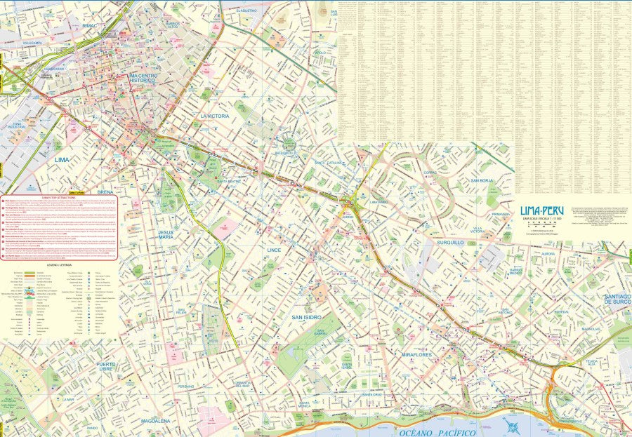 Lima & Peru Pacific Coast Travel & Reference Map by ITMB - Lima Map
