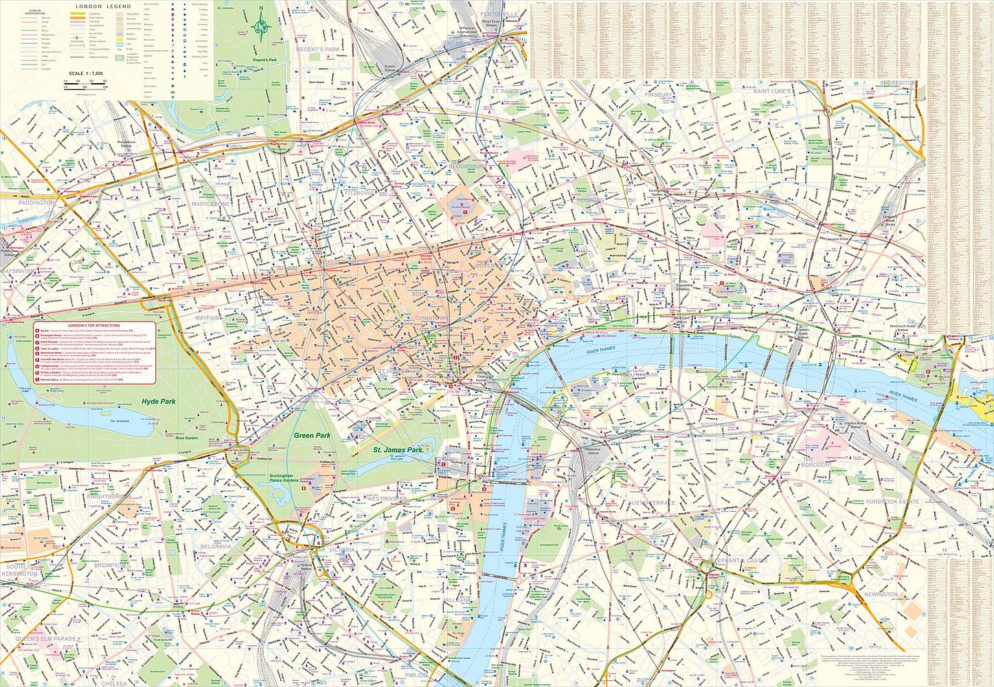 London & SE England Travel Map by ITMB - London City Map